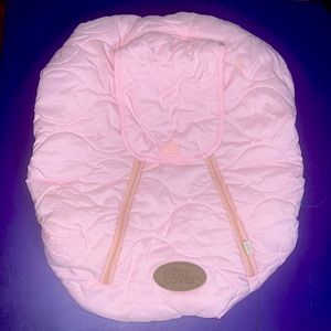 CozyBaby Quilted Infant Car Seat Cover w/ Dual Zippers & Elastic Edge, Pink.